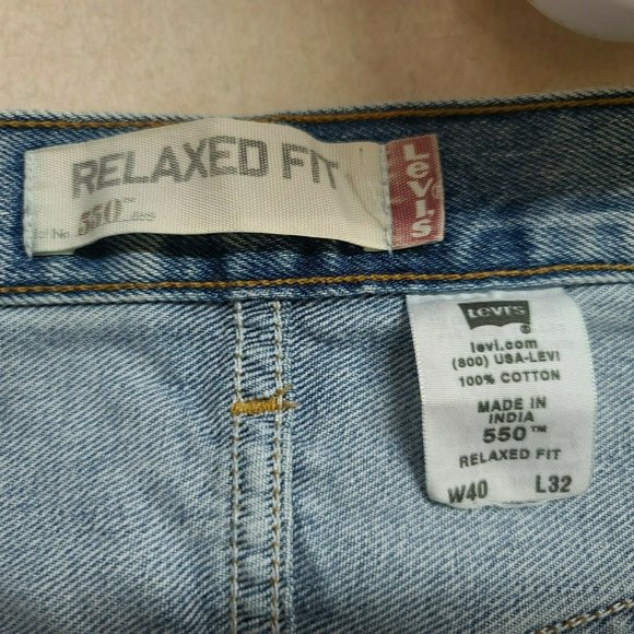 LEVIS 550 Mens 40x30 Relaxed Fit Straight Fit Medium Wash Denim Blue Jeans  - Picture 11 of 11